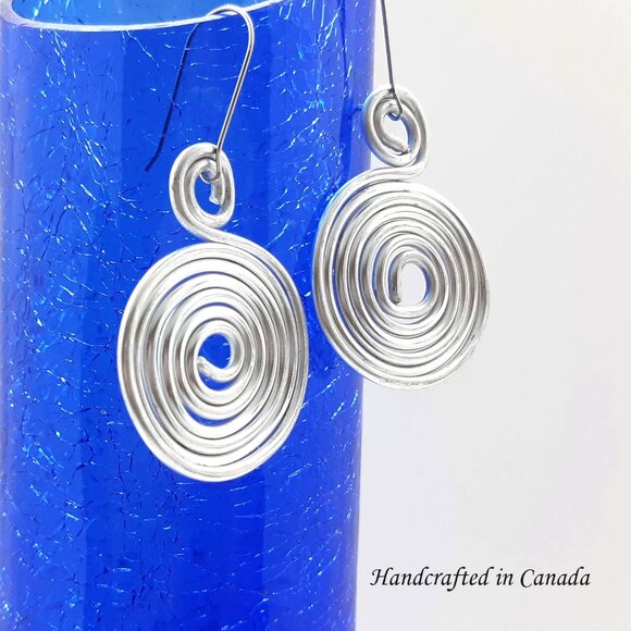 Bold Spiral Dangle Earrings Handcrafted in Canada - Picture 1 of 8